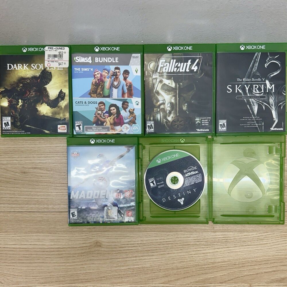 Xbox One Game Lot 6 Games Dark Souls III Fallout 4 Skyrim Sims 4 Destiny Madden